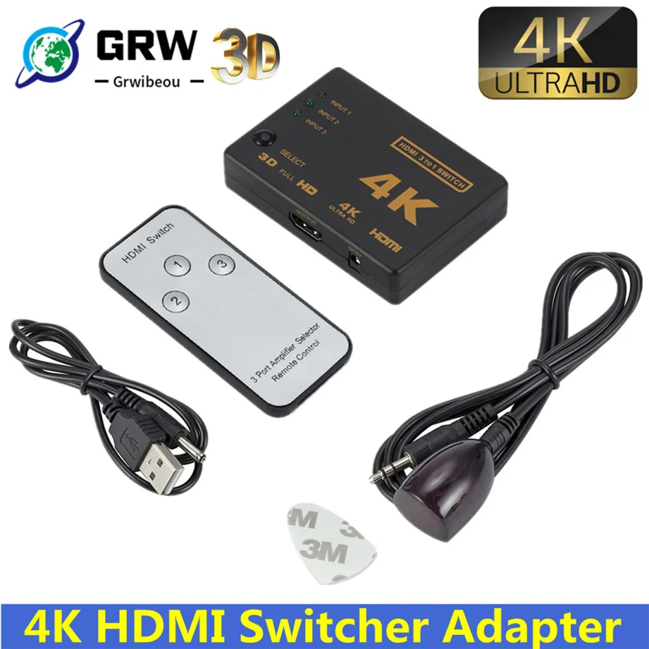 4K * 2K 3D Mini 3 порта HDMI-совместимый переключатель 1.4b сплиттер 1080P в 1 порт