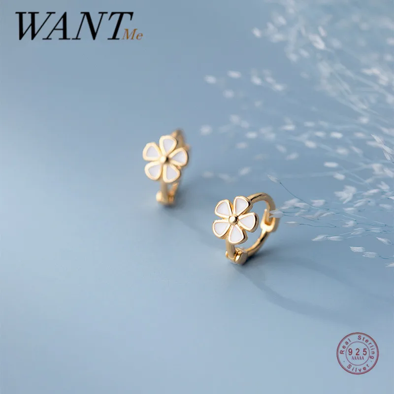 Женские серьги WANTME из серебра 925 пробы с милыми романтическими цветами |