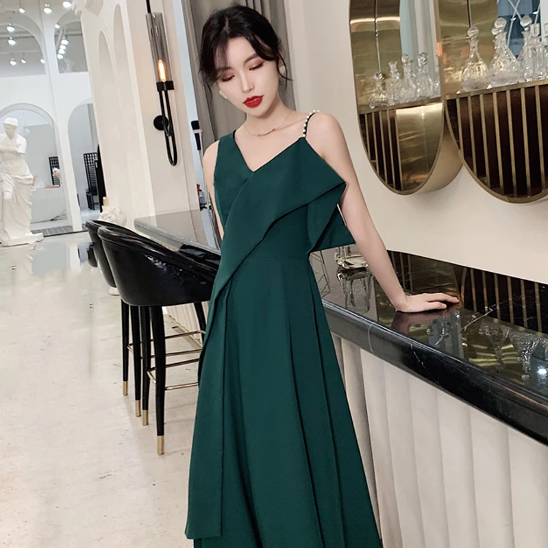 Simple Noble Evening Party Gown Lady Qipao Elegant Casual Black Chinese Dress Sexy Spaghetti Strap Cheongsam Vestidos De Festa |