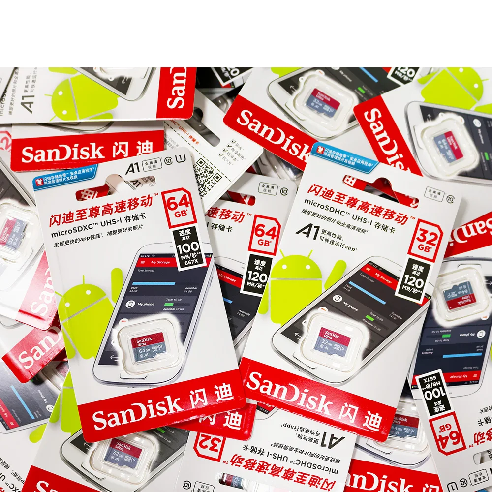 SanDisk 16GB Memory Card 128GB Class 10 Microsd 64GB 32GB SDCard 98MB/s UHS-I A1Card + Adapter + Card reader