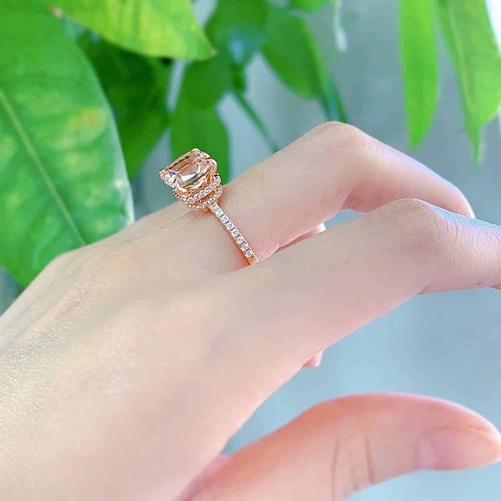 Luxury 100% 925 Sterling Silver 9*9mm Morgan Pink High Carbon