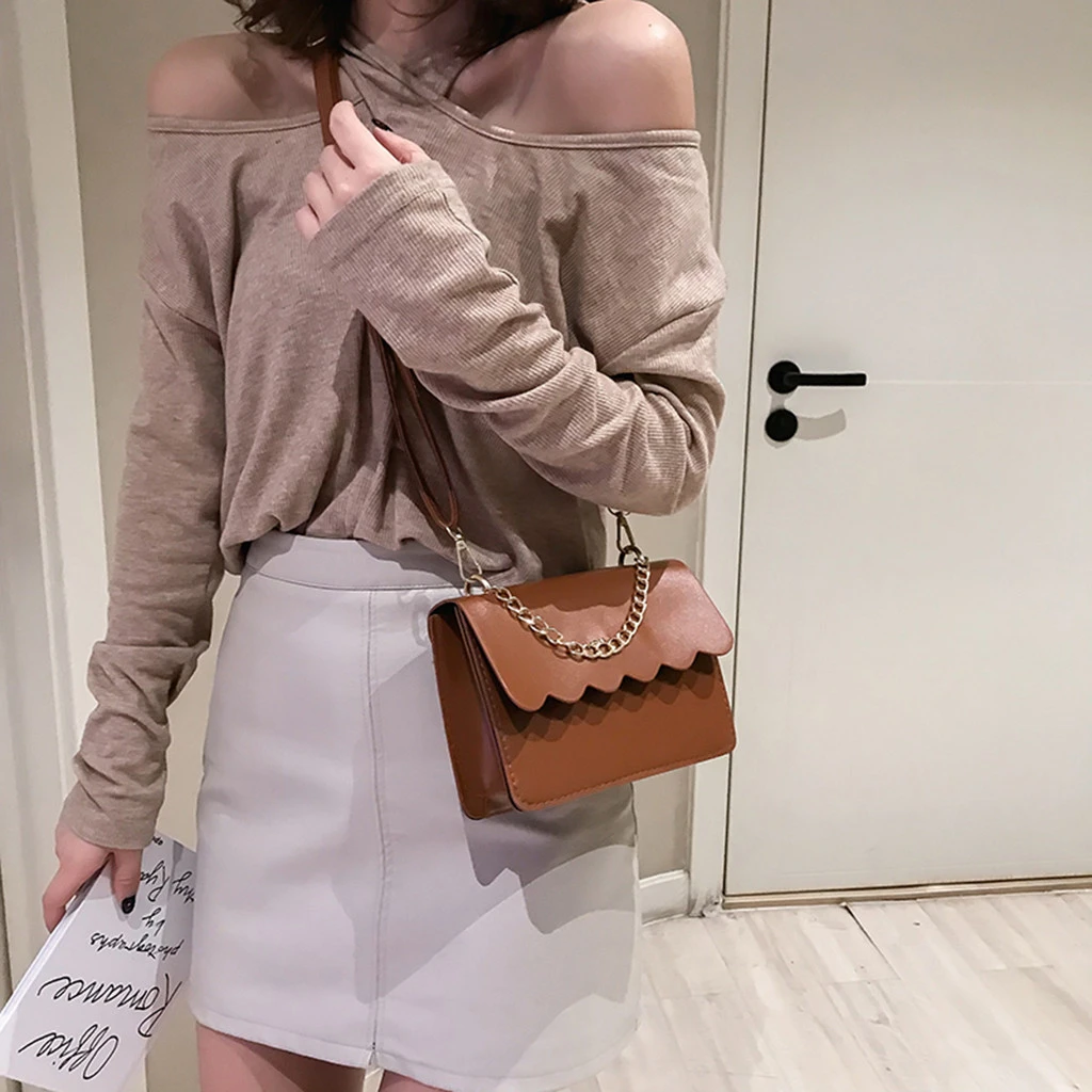 Simple Flap Shoulder Fashion Women Bag Leather Bags Girls Pure Color Mini Messenger Chest Cross Body Handbags Bolsa Feminina 820