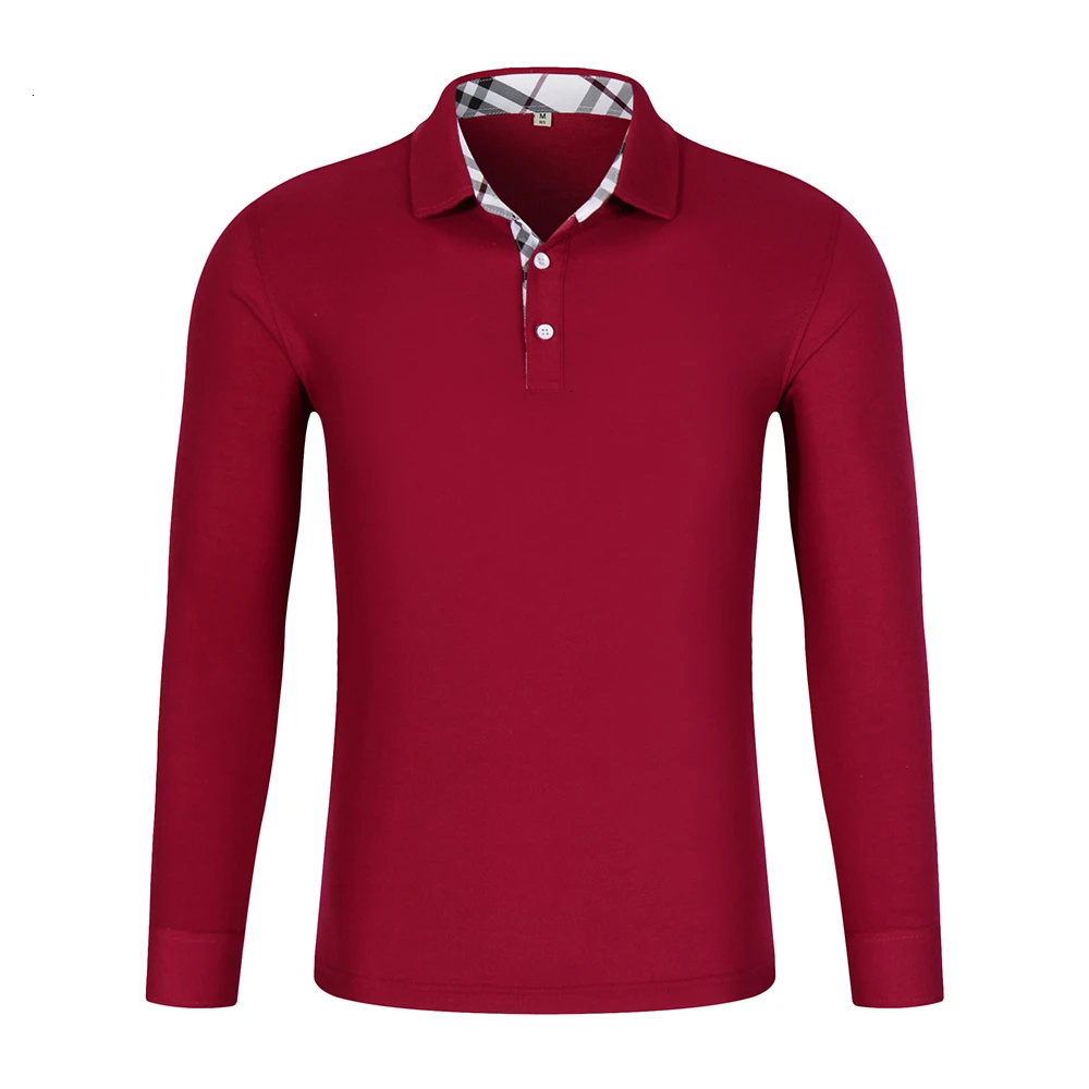LiSENBAO, высокое качество, Мужская рубашка поло, мужская с длинным рукавом, одноцветная рубашка поло, Camisa Polo Masculina, повседневная, хлопок, плюс размер, S-3XL, Топ - Цвет: 1956 Wine red