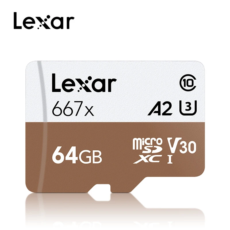 Профессиональная карта памяти Lexar 667x SDXC UHS-I карта Micro SD с адаптером 64 Гб 128 ГБ 256 ГБ A2 U3 V30 C10 tf-карта для 4K видео - Емкость: 64 ГБ