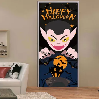 

Print Picture Creative Door Decor Stickers Halloween Poster Self Adhesive Kids Room Waterproof 3D Mural Renovation Funny Decals