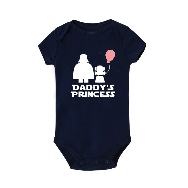 Lovely Princess Dad Newborn Baby Girl Clothes Short-sleeved Soft Cotton Bodysuit Infant Baby Girl Jumpsuit 0-24M