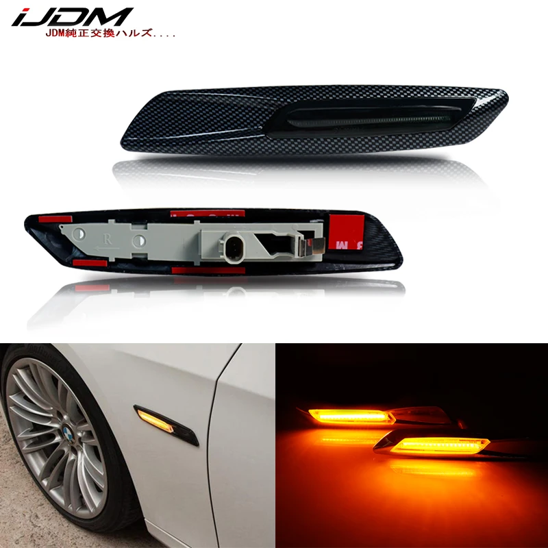 Extreme Online Store Replacement for 2014-2016 BMW F10 6-Series Base Models EOS Factory Style Crystal Smoke Front Bumper Fender Reflector Side Marker Lights Turn Signal Lamps 
