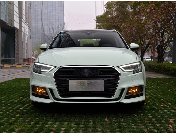 EOsuns led drl дневные ходовые огни для Audi A3- с динамическим движущимся желтым поворотным сигналом и синим ночным светом
