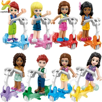 

8 pieces/set Girls Princess Series Girls Scooter figures Building Blocks Friends Girl Toys for Children Gift