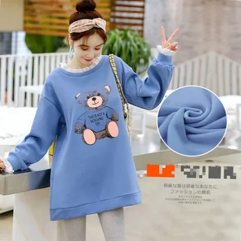 

Plus velvet breast feeding hoody pregnant women nursing hoodie maternity plus size sweatshirt dress winter maternity clothes