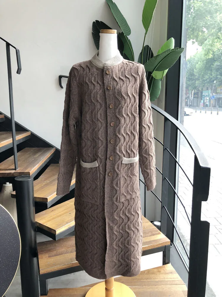 Fashion Korean winter coat women Knitted Long Cardigans Loose Hooded Sweater Coat Woman Solid Casual Open Stitch Mujer chaqueta