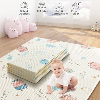 

180x150CM/200x180CM Folding Puzzle Playmat Portable XPE Foam Double-sided Playmat Infant Non-slip Crawling Mat