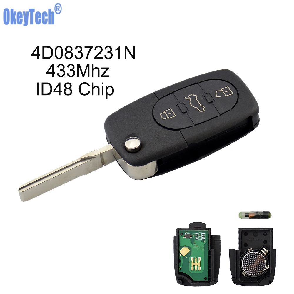 OkeyTech для Audi A2 A3 A4 A6 A8 TT Quattro дистанционное управление раскладной складной ключ 433