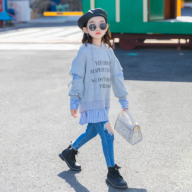 

Teenage Kids Sweatshirt 2020 Autumn Letter Hoodies For Teen Girls Sport Sweatshirt Tops 8 10 12 14 Y Kids Costume Loose Clothes
