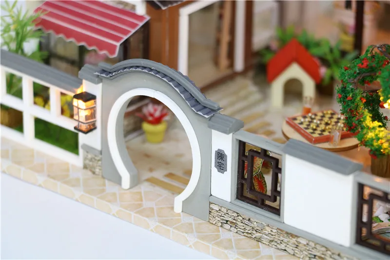 Миниатюрный домик для кукольного домика наборы мебели DIY деревянный кукольный домик светодиодный свет детские игрушки-головоломки