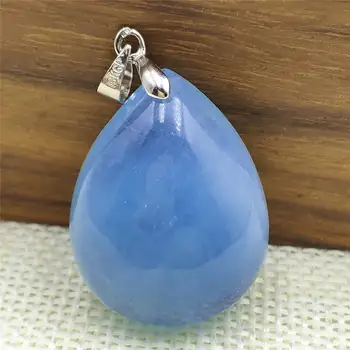 

Natural Blue Aquamarine Pendant 29x23x13mm Water Drop From Brazil Women Men Fashion Stone Jewelry Necklace AAAAA