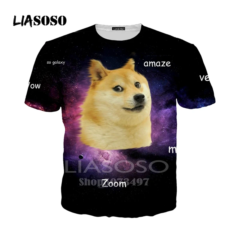 Новинка забавная футболка liaseo с 3D принтом животных Doge Сиба ину забавный мем