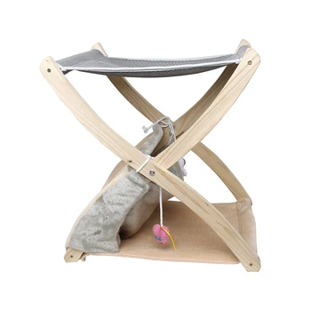 

Foldable Pet Cat Wood Bed Cat scratch board Plush Nest Mouse Toy Supply
