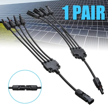 

1 pair 1 to 4 Y Type Solar Panel Cable Connector Male Female Wire Branch Y Branch Connector Lighting Accessories
