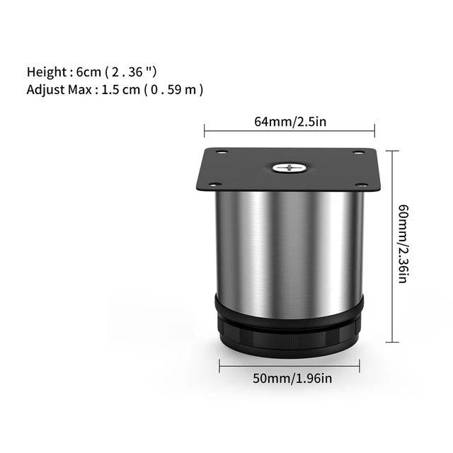 5-35cm adjustable stainless steel furniture Feet， Black Replacement Metal Feet，for Couch Cabinets TV Stands Cabinet Sofa Feets 6cm-1pcs