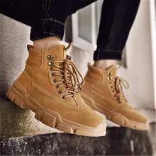 Мужские ботинки из искусственной замши; сезон осень-зима; ботильоны; модная обувь; обувь на шнуровке; Мужская Винтажная обувь высокого качества; Botas Mujer