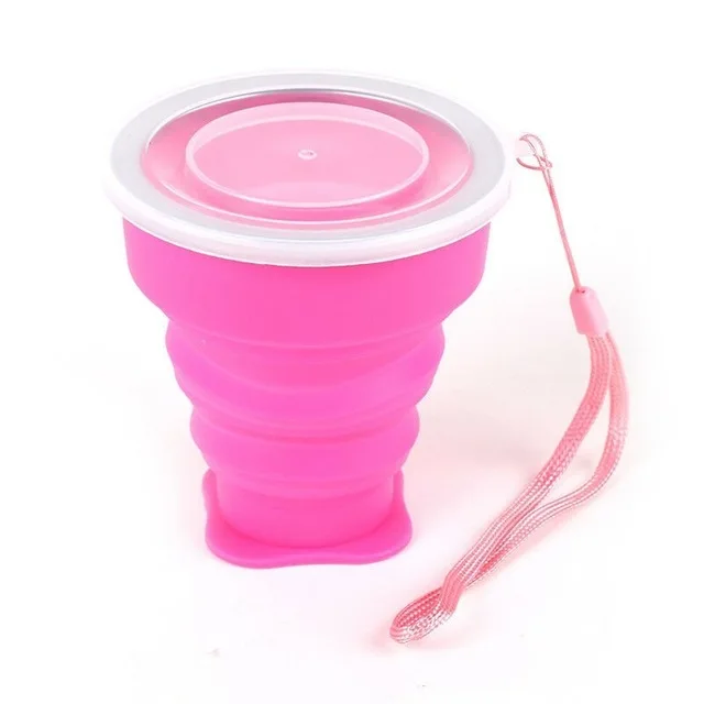 240ml rose red 1 шт 240 мл портативная силиконовая Выдвижная складная чашка с крышкой телескопическая Складная Питьевая чашка для путешествий - Цвет: 240ml rose red