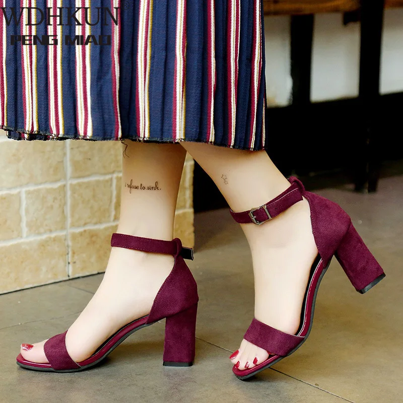

2020 Ankle Strap Heels Women Sandals Summer Shoes Women Open Toe Chunky High Heels Party Dress Sandals Big Size 40
