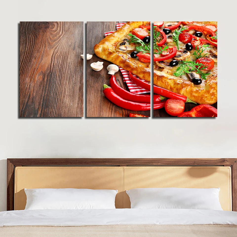 

Home Decor Canvas Print Vegetables Painting Pizza For Restaurant Poster Cuadros Wall Art Hot Sale Modular Pictures Framework