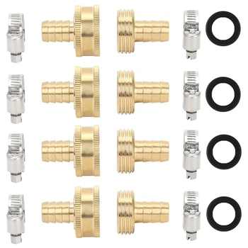 

Garden Hose Repair Kit, Solid Brass Mender Female and Male Hose Connector with Clamps, Fit All 1/2-Inch Garden Hose