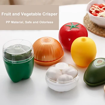 

Cute Kitchen Vegetable Fruits Crisper Food Containers Onion Lemon Tomatoes Green Pepper Shaped Plastic Fresh Storage Box Case