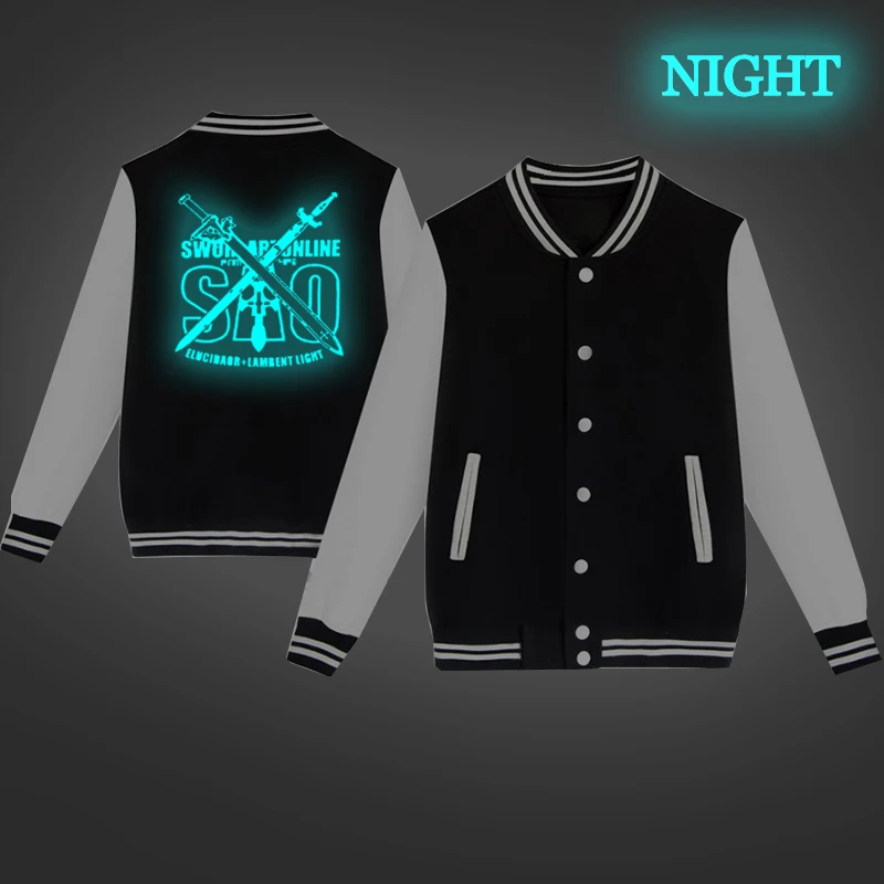 baseball jacket 6 Крутая светящаяся бейсбольная куртка для маленьких мальчиков и девочек, одежда года, детская весенне-осенняя верхняя одежда с изображением меча и онлайн-принтом, пальто для маленьких детей - Цвет: baseball jacket 6
