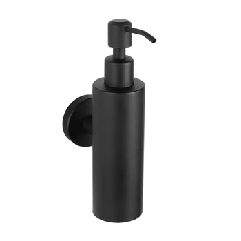 

SHGO HOT-Liquid Hand Soap Dispenser Stainless Steel Wall Mounted Black Simple Bathroom Hardware Screw Fixation