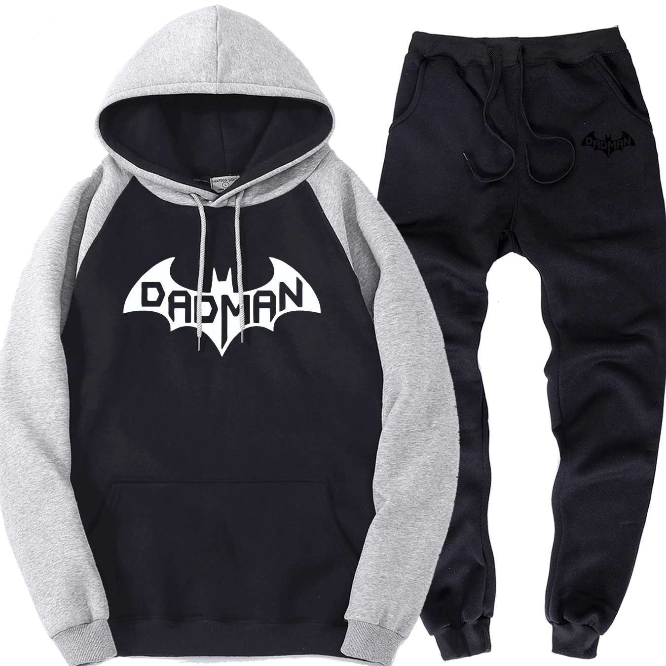 Стиль, Мужской флисовый спортивный костюм BADMAN, уличная одежда Harajuku, комплекты одежды, Осенние Флисовые спортивные брюки, реглан, толстовки для мужчин