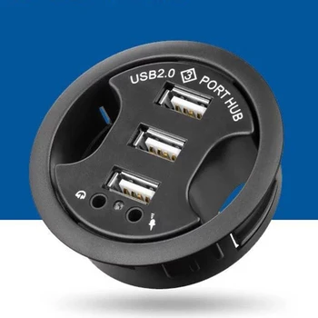 

Multifunctional Portable Hub USB 2.0 Overload Protection Desk Stereo Sound Adapter Mobile Accessories High Speed Black 3 Ports