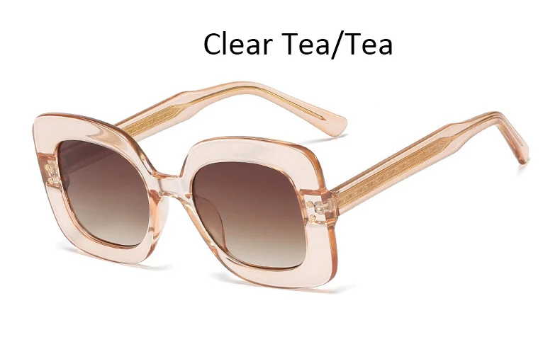 Clear Tea Tea Винтажные квадратные женские солнцезащитные очки с большой оправой, роскошные брендовые Модные солнцезащитные очки для женщин, большие черные очки, женские очки oculos - Цвет линз: Clear Tea Tea