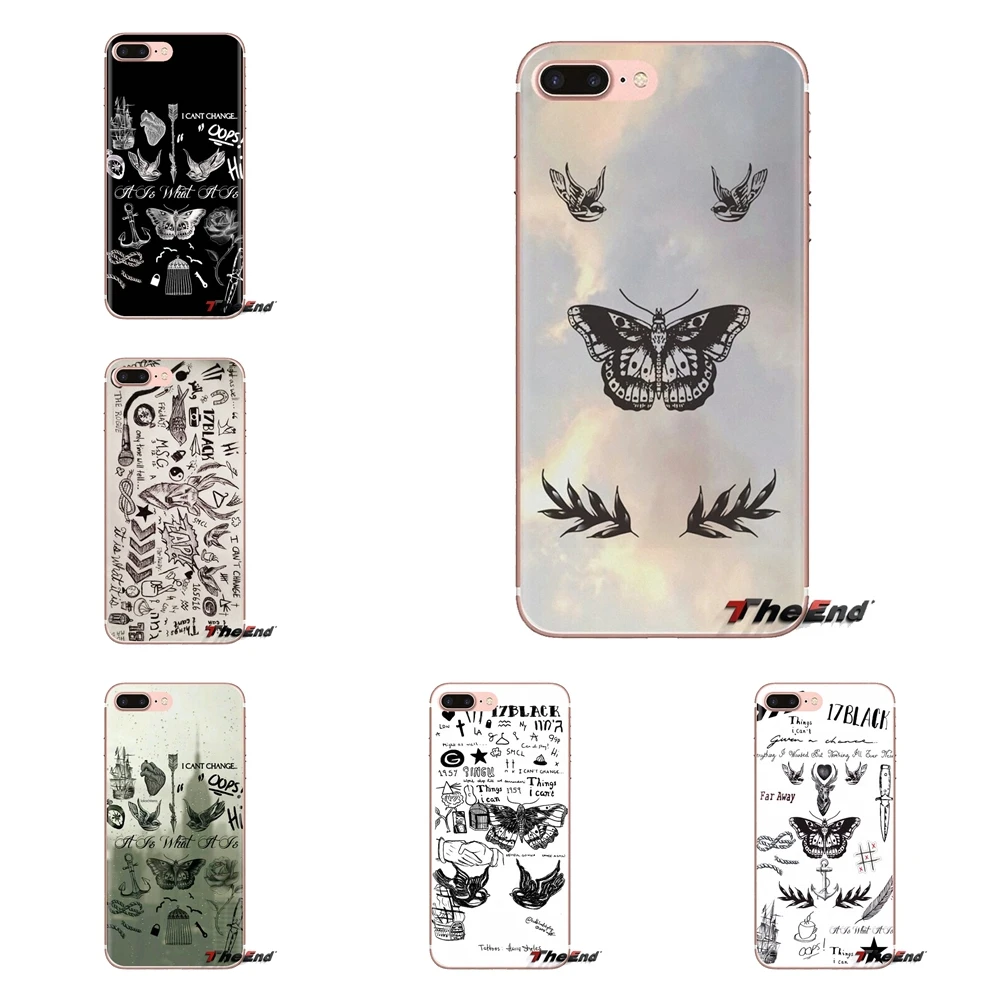 For Samsung Galaxy S2 S3 S4 S5 MINI S6 S7 edge S8 S9 Plus Note 2 3 4 5 8 Coque Fundas One Direction Tattoos harry butterfly Case |