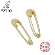 

S'STEEL Pin Hoop Earrings For Women Korean Silver Gold Earings Pendientes Plata De Ley 925 Mujer Kolczyki Damskie Fine Jewelry