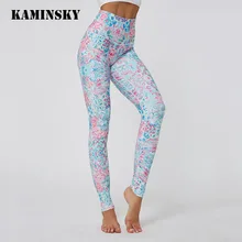 Kaminsky леггинсы с высокой талией с карманами женское с цветочным узором леггинсы Mujer пуш-ап для бега леггинсы женские леггинсы для фитнеса