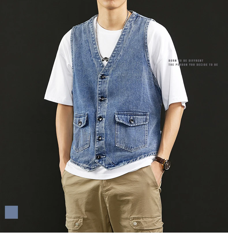 Brand Men Clothing Denim Vest Men 