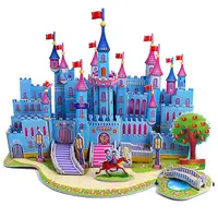 DIY 3D House Castle Windmill Model Assembling Puzzles Early Learning Kid Toy Kindergarten Educational Handmade Toy Paper Puzzles