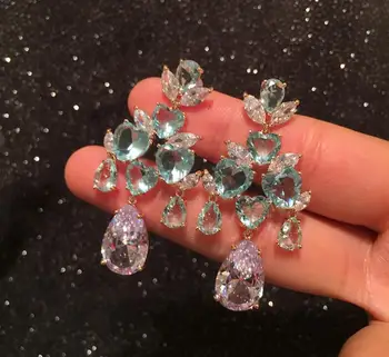 

Luxury women creative love water drop tassel earrings elegant temperament evening dress fairy ear accessories
