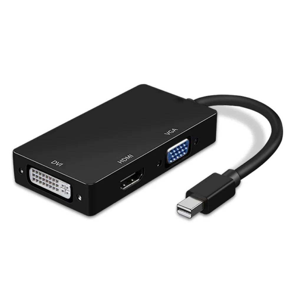 Портативный Кабель-адаптер три в одном Mini 1080P DP к HDMI VGA DVI Кабель-адаптер конвертер для Macbook Pro