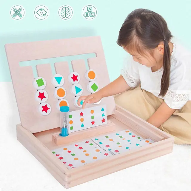 Children Wooden Games Puzzle Teaching Aids Montessori Early Educational Shape Color Matching Toy Logical Thinking Training Toy 4