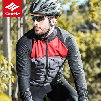 

Santic Winter Keep Warm Men Cycling windbreaker Long Sleeve Cotton Windproof MTB Mountain Bike Jackets Outdoor Sport Coat Jersey