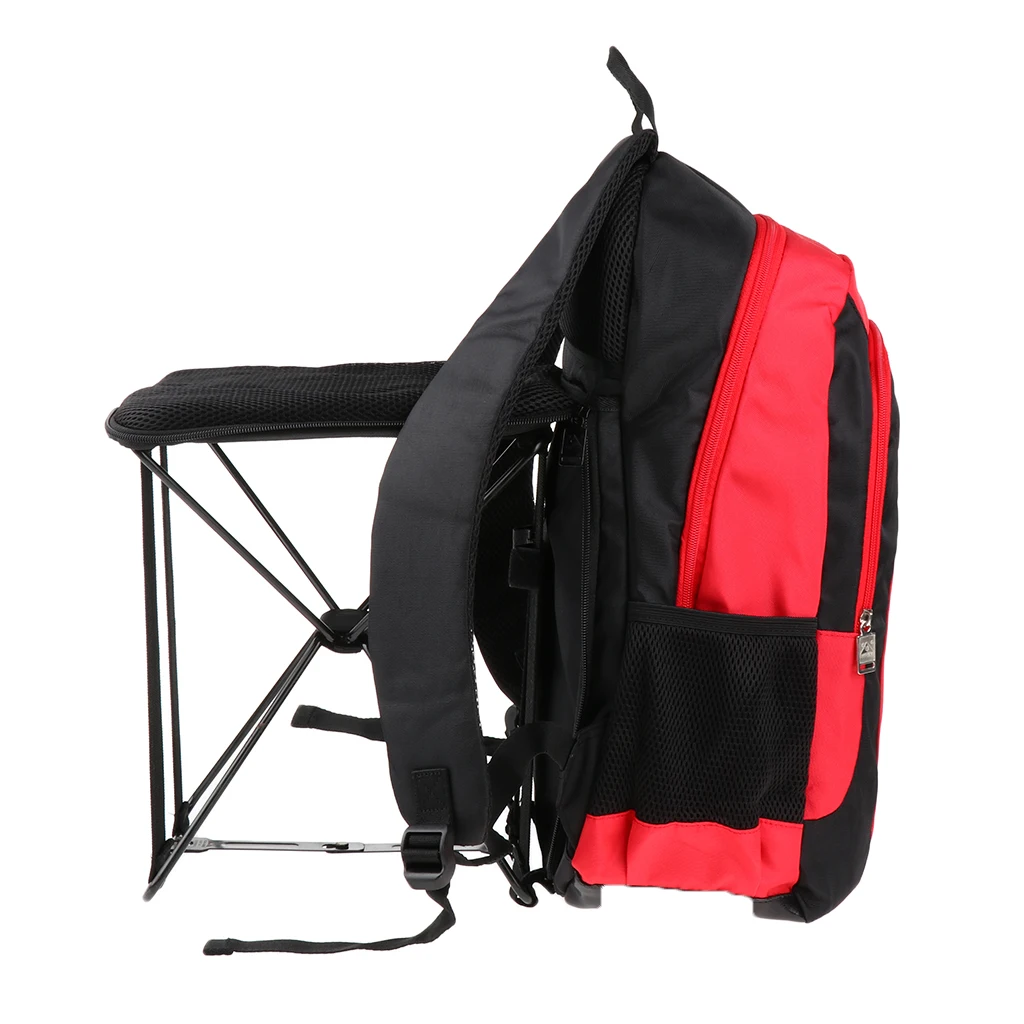47L Lightweight Outdoor Travel Backpack with Back Built-in Folding Chair Travel Rucksack Outdoor Sports Climbing Bag