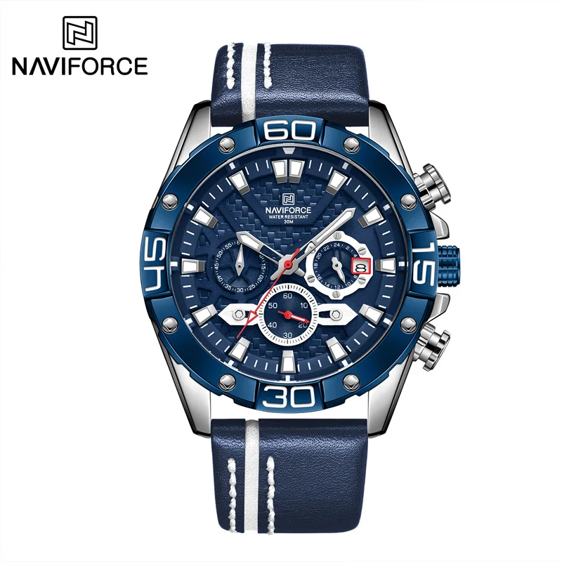 Top Luxury NAVIFORCE Watches for Men Fashion Sport Chronograph Quartz Wrist Watch Male Military Leather Strap Waterproof Clock 