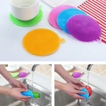 

Silicone Sponge Kitchen Cleaning Brush Multifunction Scouring Pad Silicone Dish Sponge Pots Pans Tableware Sponge Scrubber Clean