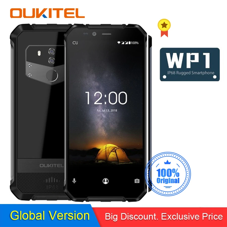 

OUKITEL WP1 IP68 Waterproof Rugged Cellhone Android 8.1 5.5'' Octa Core 4GB 64GB 5.5" Wireless Charging Tri-proof Mobile Phone