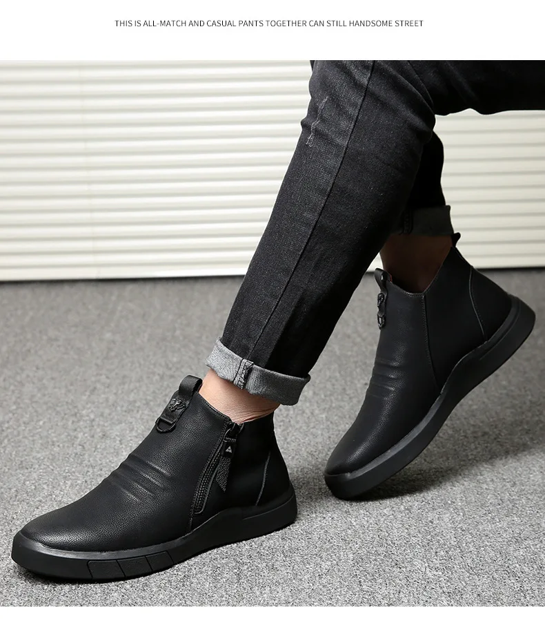 JX809 Дизайнерские мужские ботинки из натуральной кожи с подкладкой из шерсти; Сезон Зима; очень теплые повседневные модные зимние ботильоны; zapatos de hombre