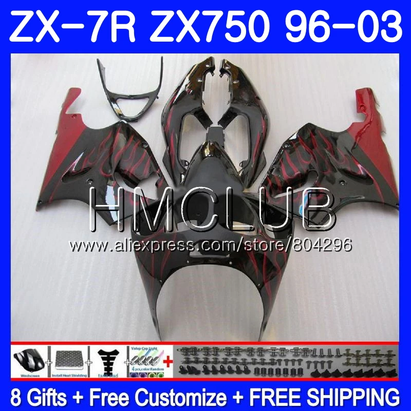 

Body For KAWASAKI NINJA ZX750 ZX 7R 1997 1998 2003 11JK.18 ZX 7 R 750 CC ZX-7R red flames ZX7R 96 97 98 99 00 01 02 03 Fairing
